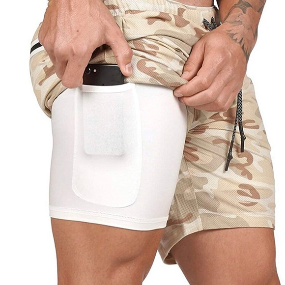 Gym shorts Mens 3 in 1 Workout Shorts - Picture 2 of 2